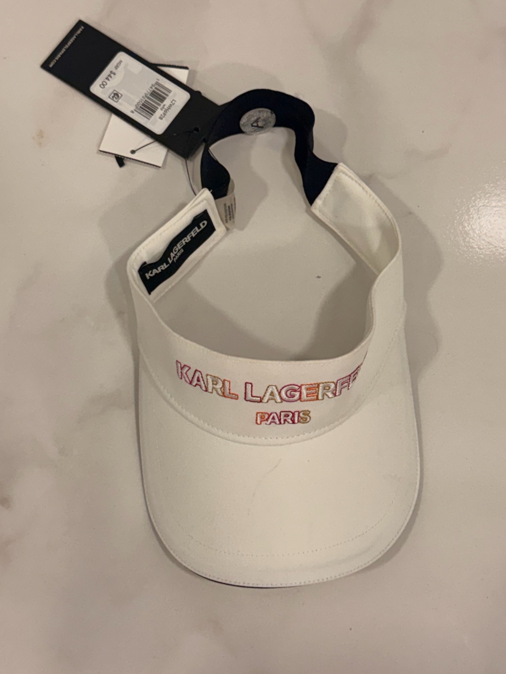 Karl Lagerfeld Paris White Logo Visor Cap